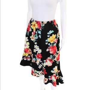 Bobeau Womens Floral Asymetric Ruffled skirt